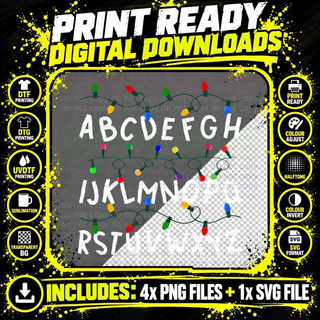 Christmas String Lights T-Shirt, Festive Holiday Design Png SVG Digital Bundle
