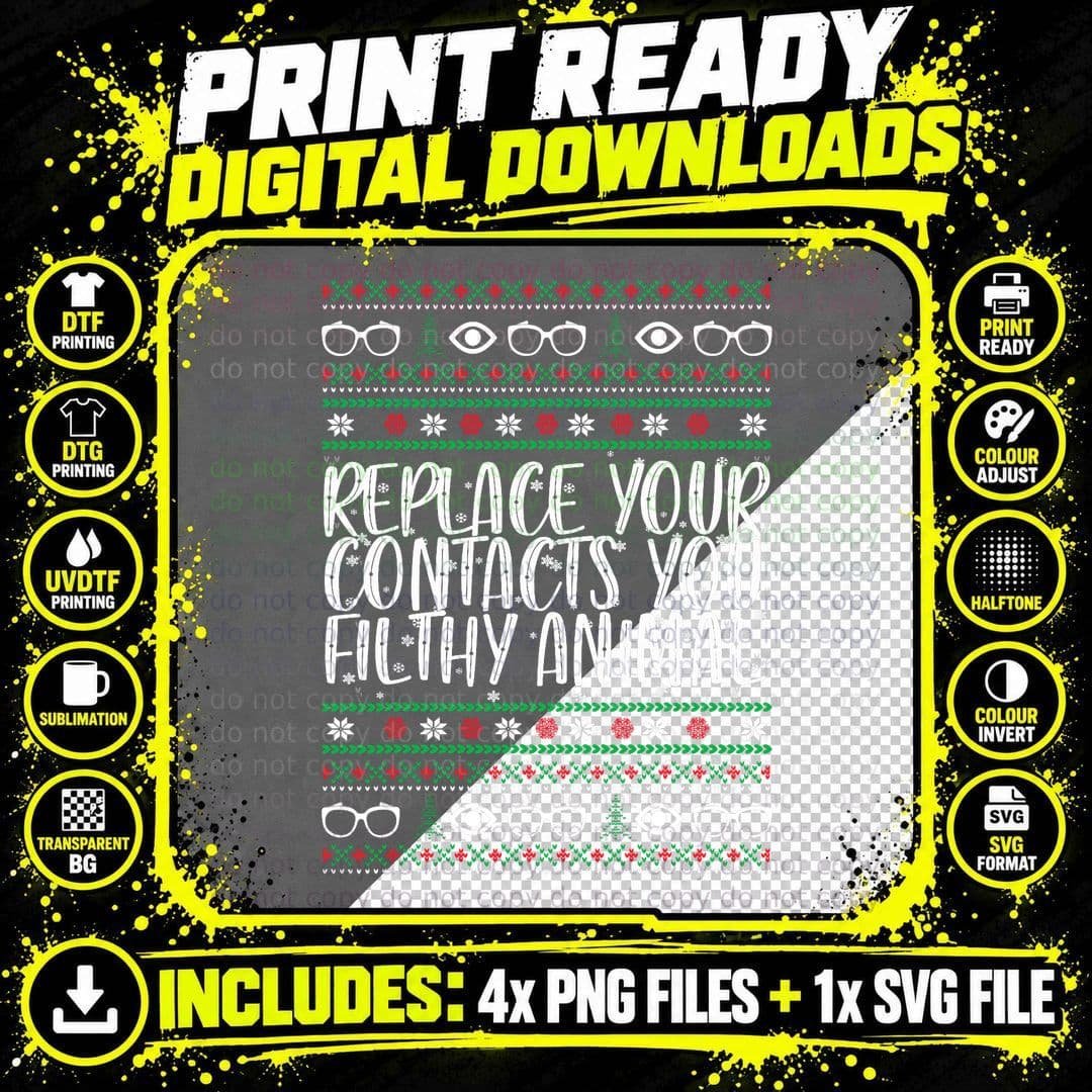 Christmas Sweater T-Shirt, Ugly Holiday Print Png SVG Digital Bundle
