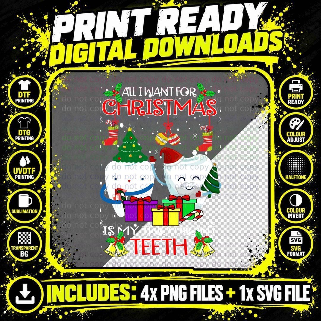 Christmas Teeth T-Shirt, Holiday Fun Design Png SVG Digital Bundle