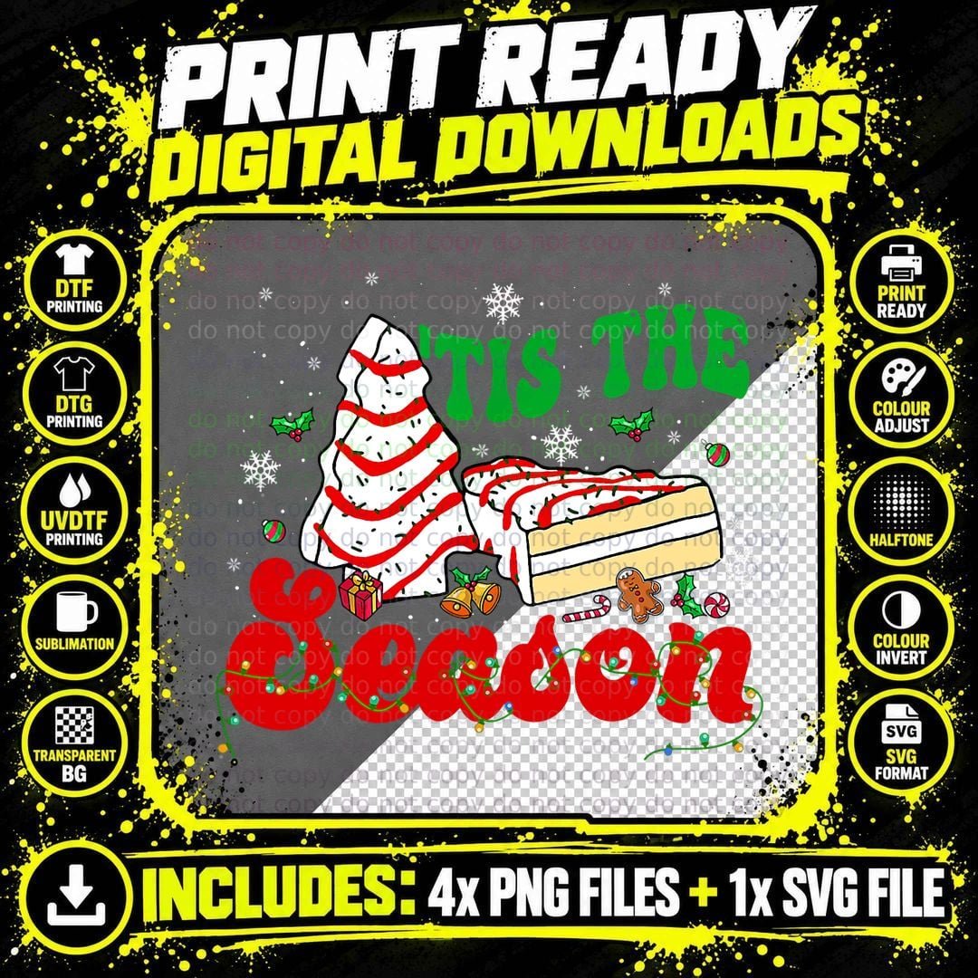 Christmas Tree Cake T-Shirt, Festive Holiday Theme Png SVG Digital Bundle