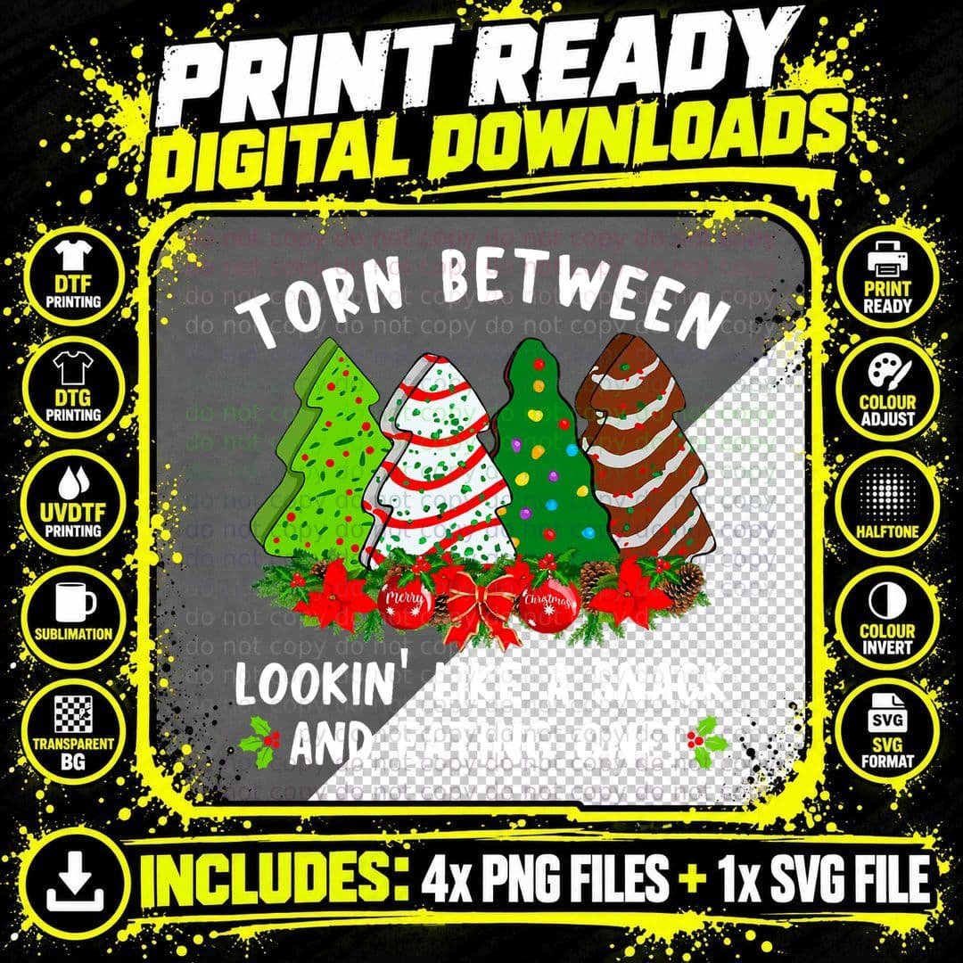 Christmas Tree Cakes T-Shirt, Festive Holiday Snack Png SVG Digital Bundle