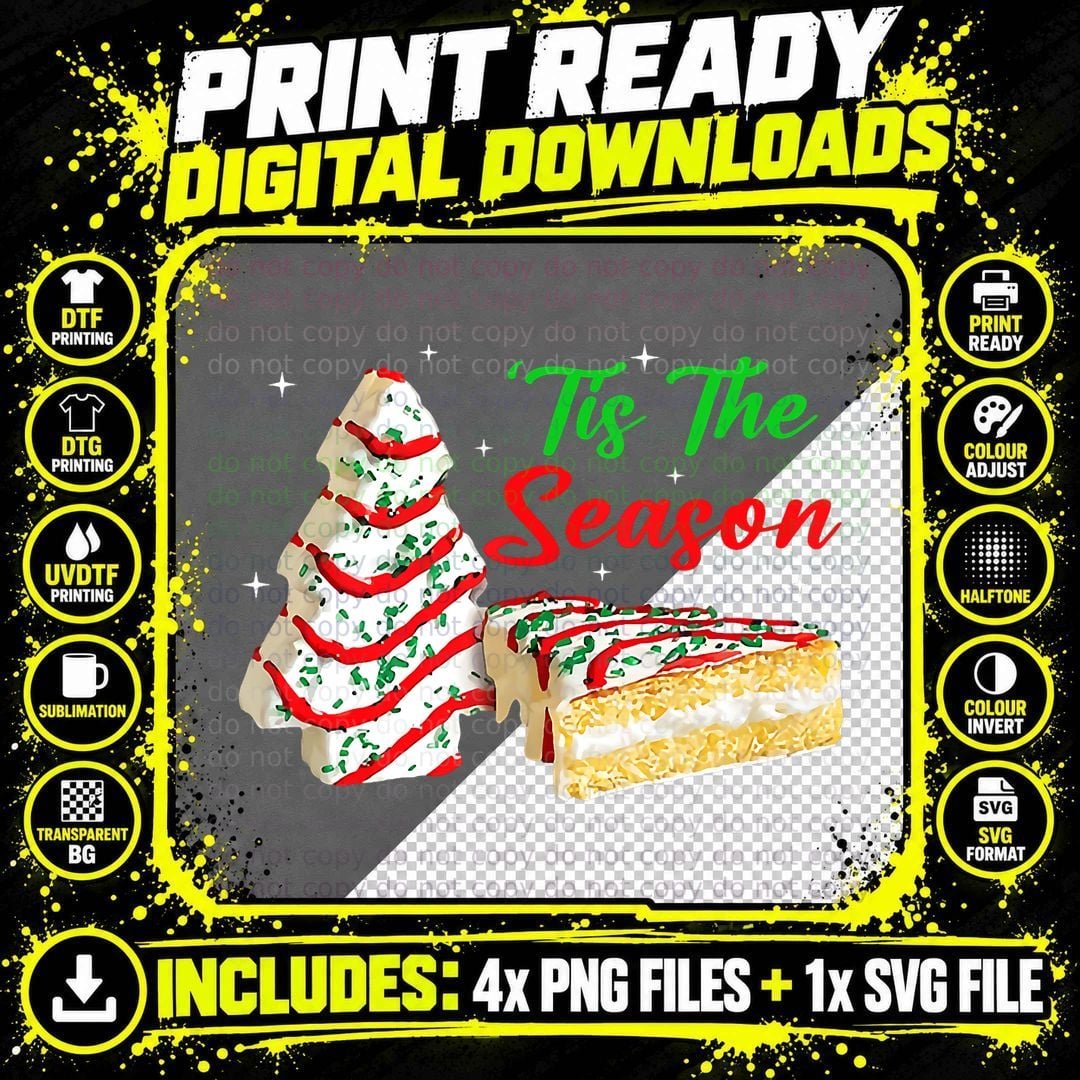 Christmas Tree Cakes T-Shirt, Festive Holiday Theme Png SVG Digital Bundle
