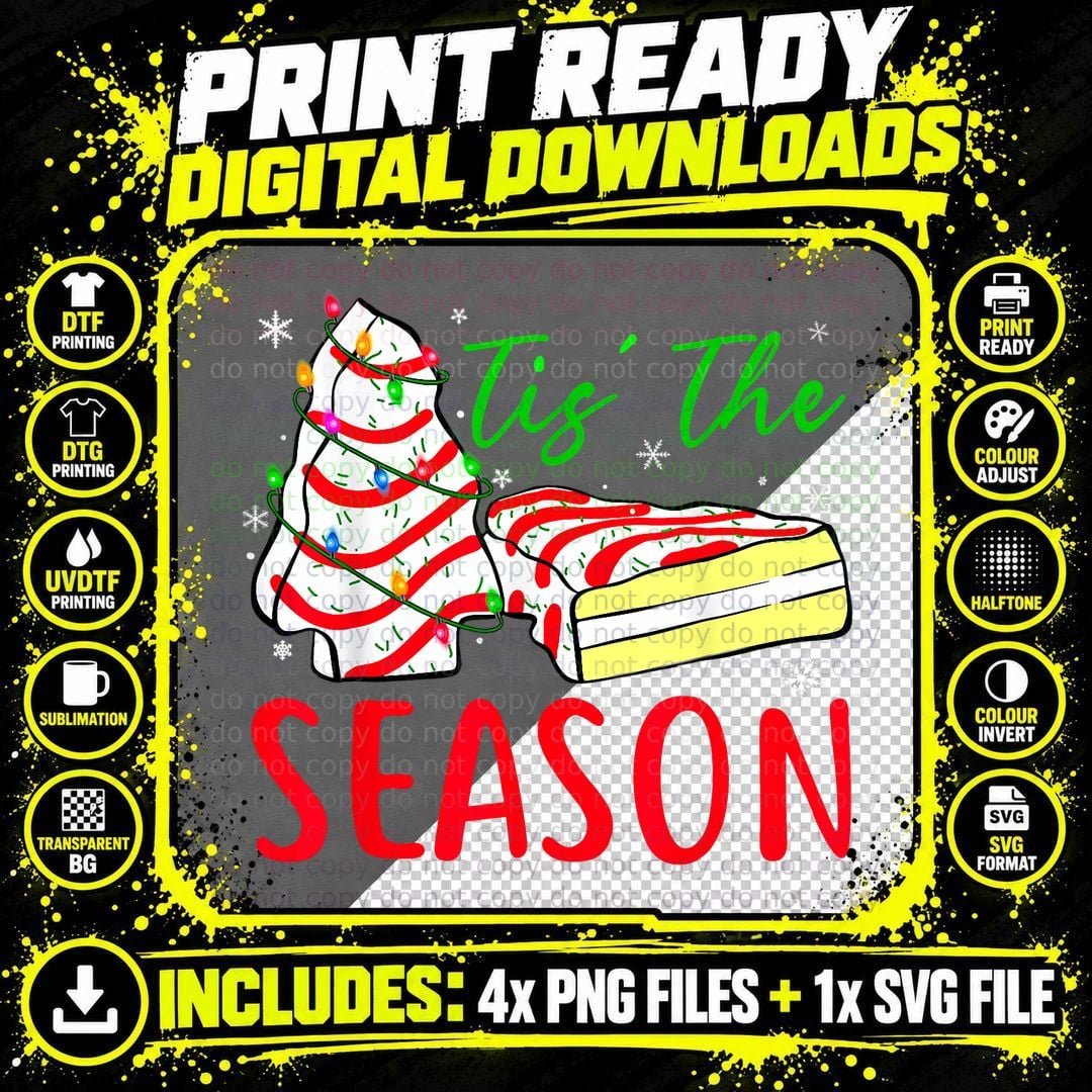 Christmas Tree Cakes T-Shirt, Festive Holiday Theme Png SVG Digital Bundle