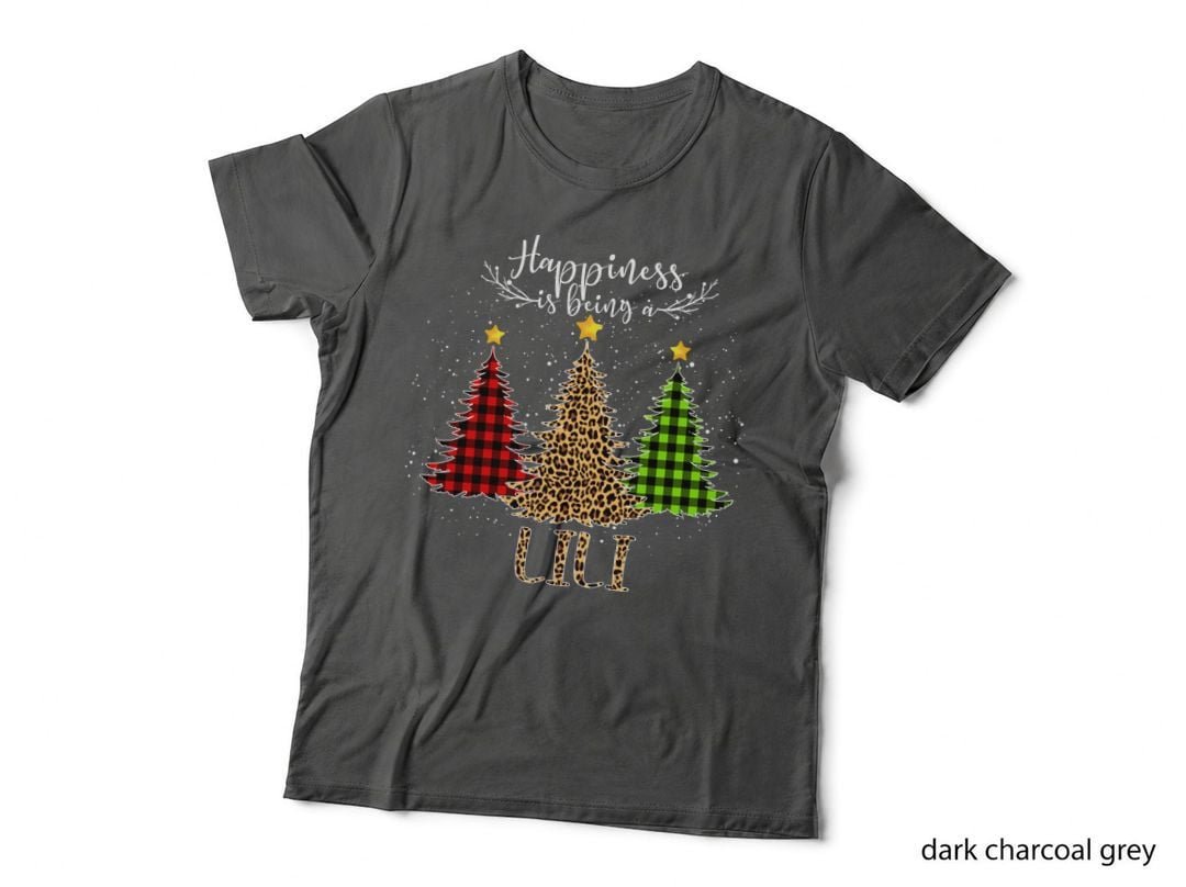 Christmas Tree Trio T-Shirt, Buffalo Plaid Leopard Green Check