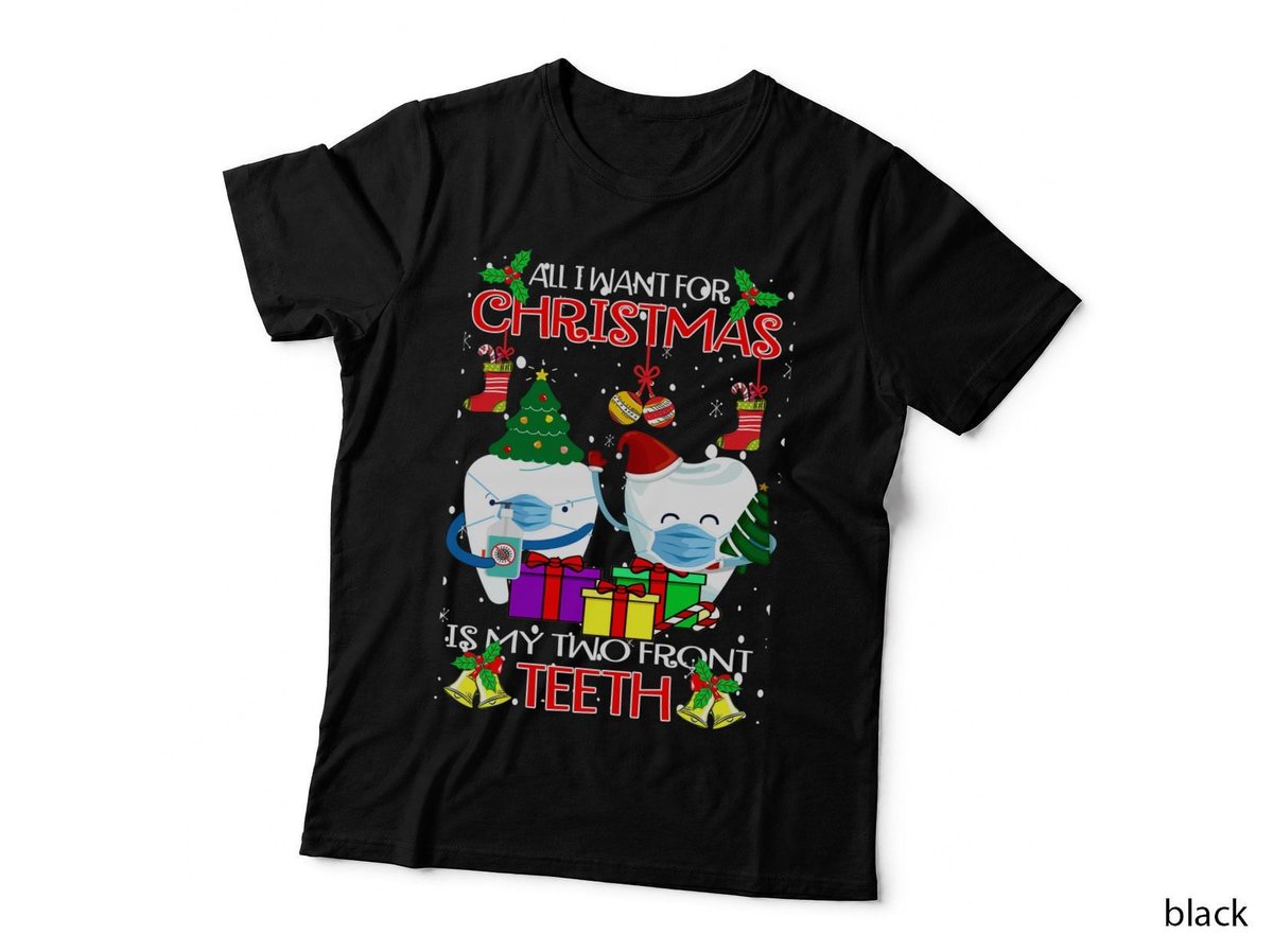 Christmas Two Front Teeth Masks, Holiday Humor, Festive Teeth Print T-Shirt