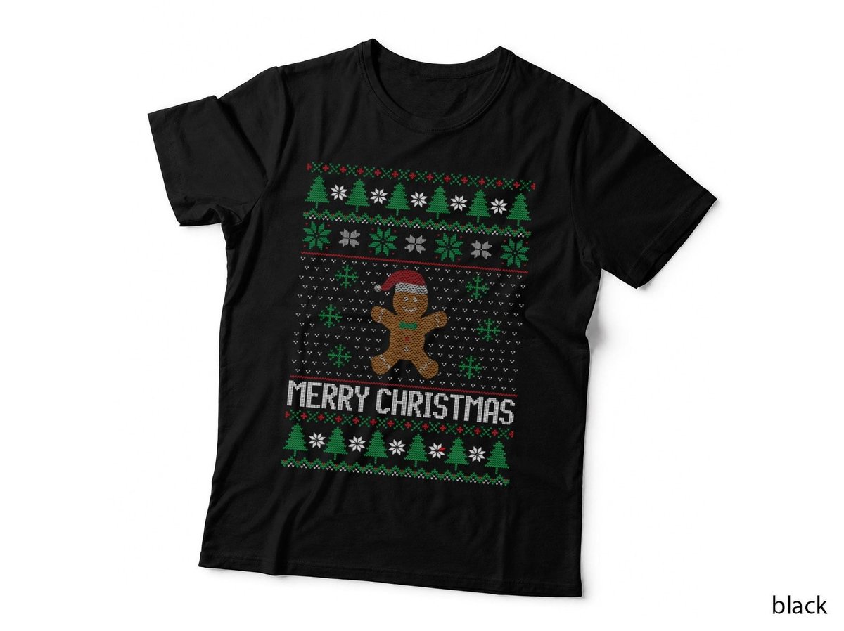 Christmas Ugly Sweater Gingerbread Man T-Shirt, Festive Holiday Print