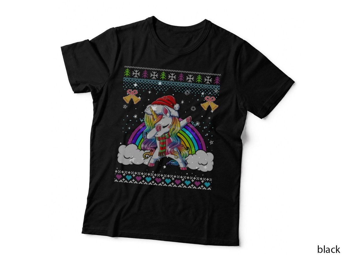 Christmas Unicorn Dabbing T-Shirt, Festive Rainbow Print, Holiday Vibes