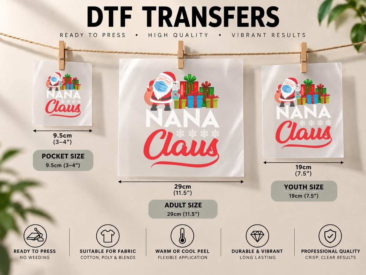 Claus Christmas, Festive Santa Claus Design DTF Transfer Iron On
