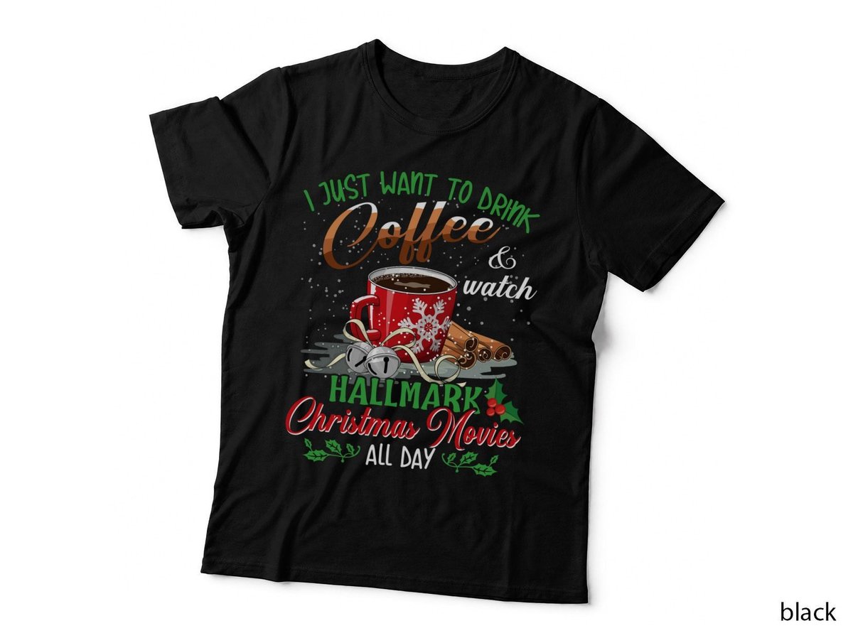 Coffee and Movies T-Shirt, Christmas Movies Theme, Coffee Lover Apparel