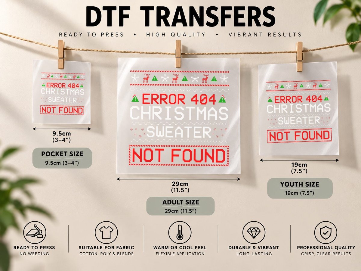 Computer Error 404 Ugly Christmas DTF Transfer Iron On