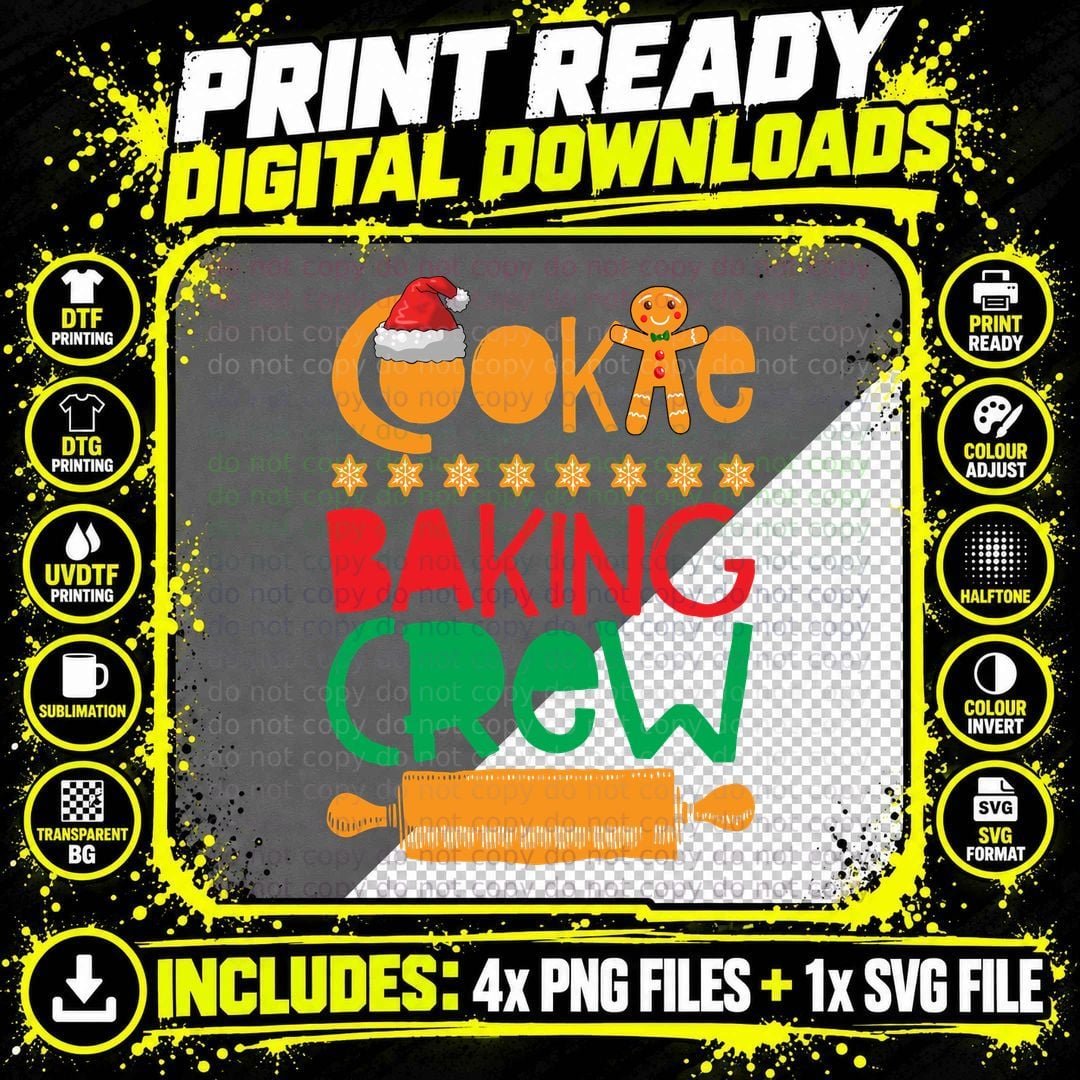 Cookie Baking Crew T-Shirt, Christmas Holiday Png SVG Digital Bundle