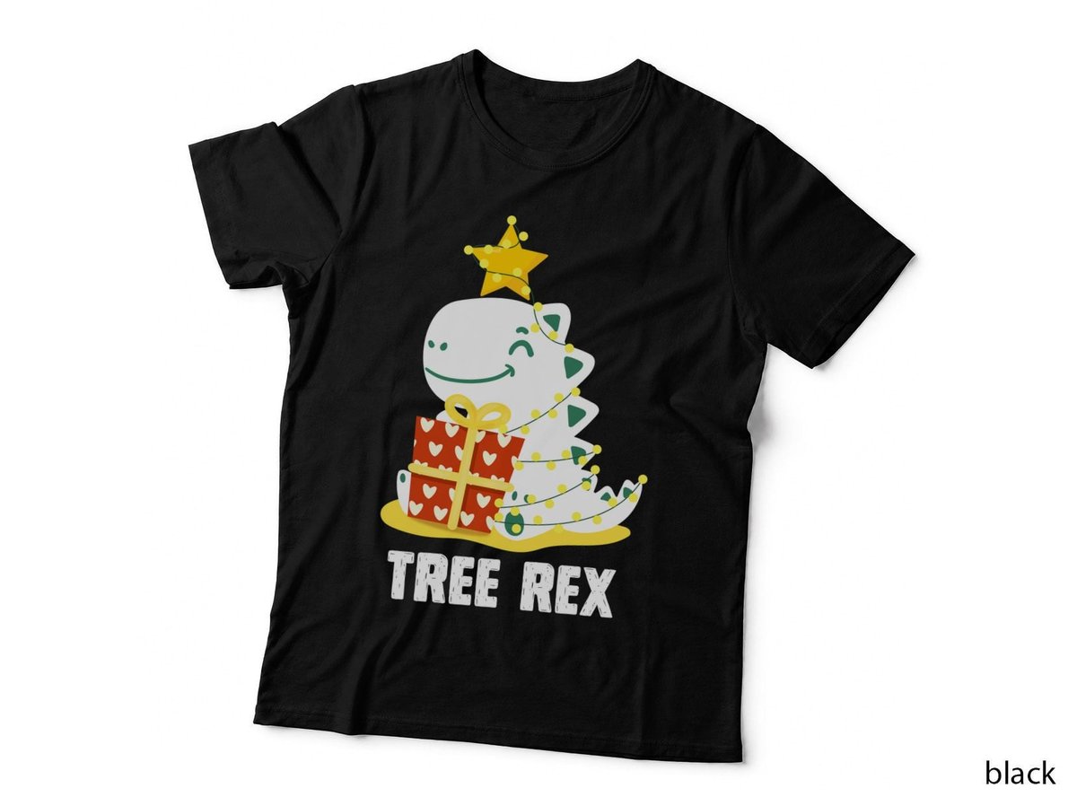 Cool Dinosaur Tree Rex T-Shirt, Christmas Holiday Print, Festive Gift Idea