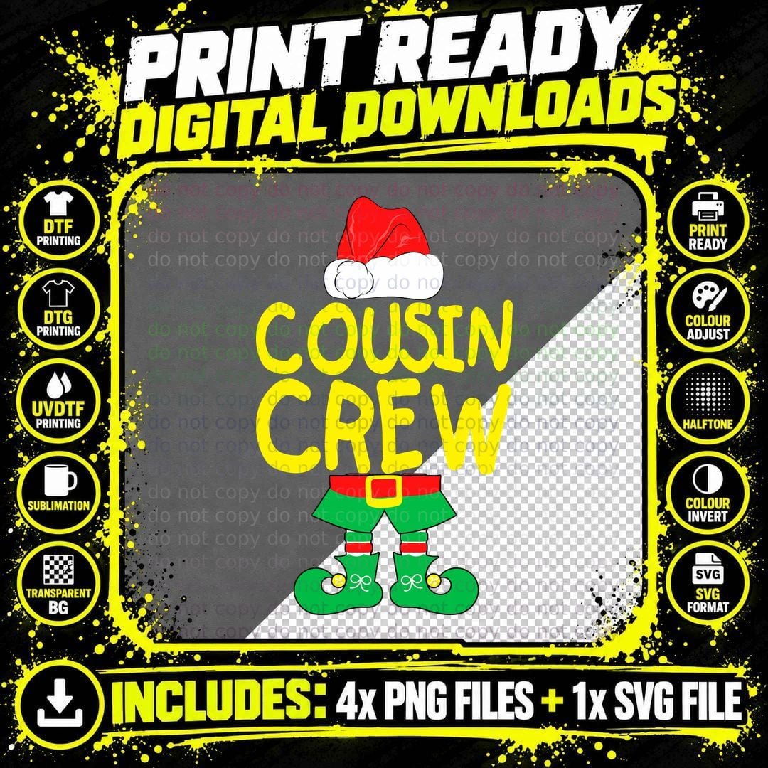 Cousin Crew Christmas T-Shirt, Festive Holiday Design Png SVG Digital Bundle