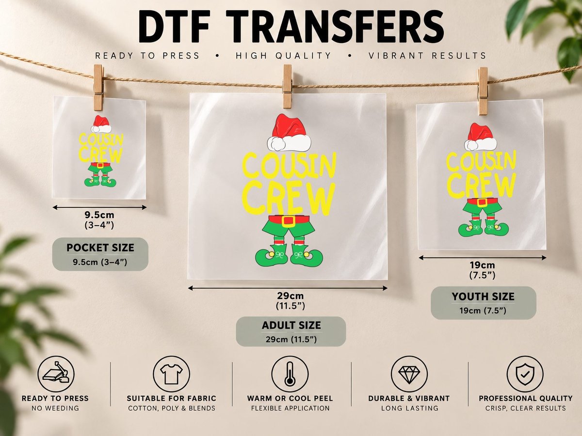 Cousin Crew Christmas, Festive Holiday Design, Family Fun DTF Transfer Iron On