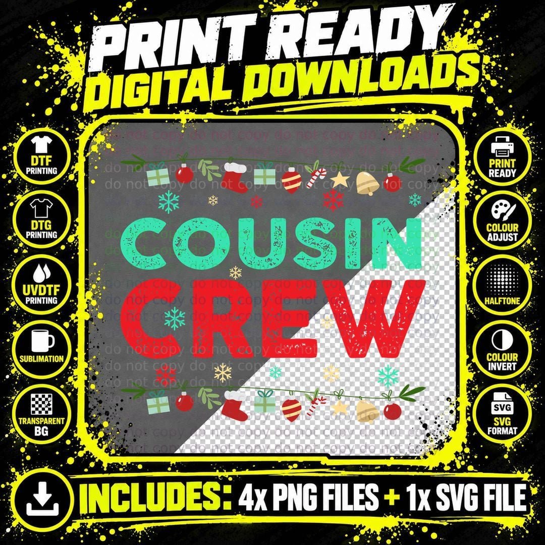 Cousin Crew Christmas T-Shirt, Festive Holiday Design Png SVG Digital Bundle