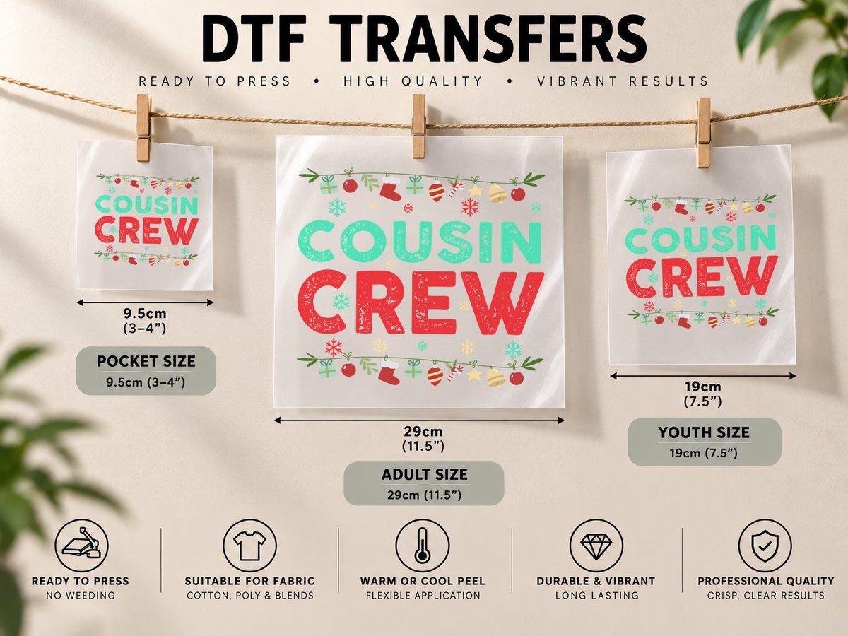 Cousin Crew Christmas, Festive Holiday Design DTF Transfer Iron On