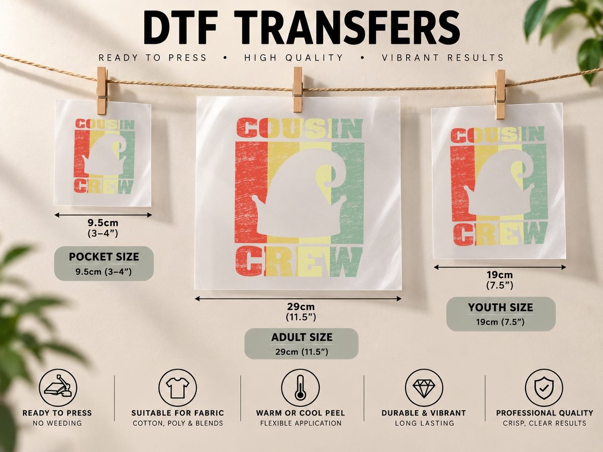 Cousin Crew Christmas, Vintage Retro, Festive Family DTF Transfer Iron On