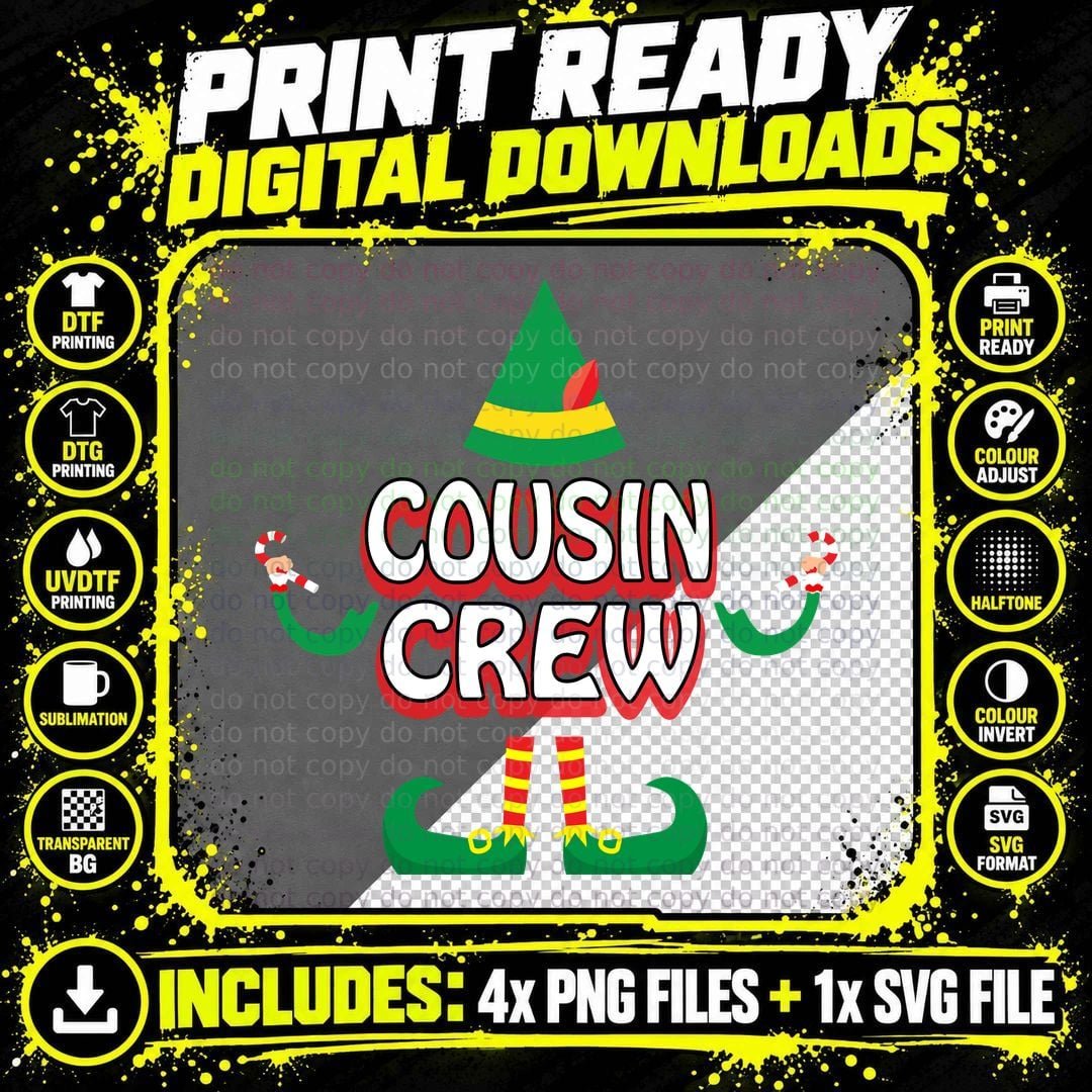 Cousin Crew Elf T-Shirt, Christmas Holiday, Family Fun Png SVG Digital Bundle