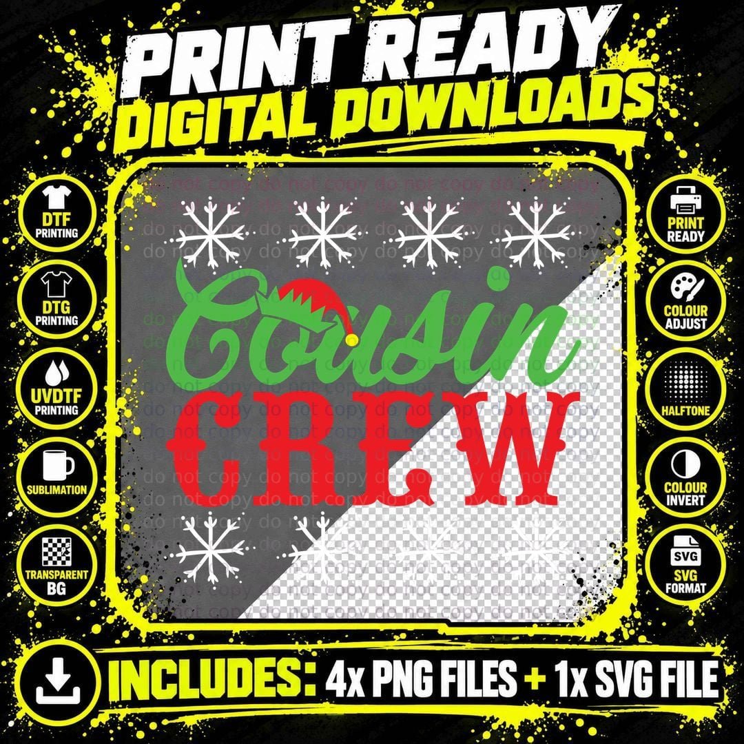 Cousin Crew T-Shirt, Christmas Holiday Png SVG Digital Bundle