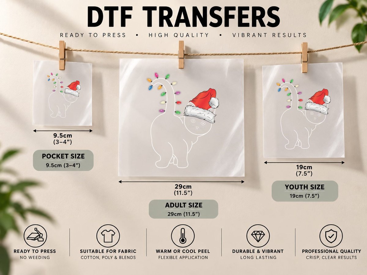 Cute Cat Christmas Lights, Festive Holiday Print, Pet Lover DTF Transfer Iron On