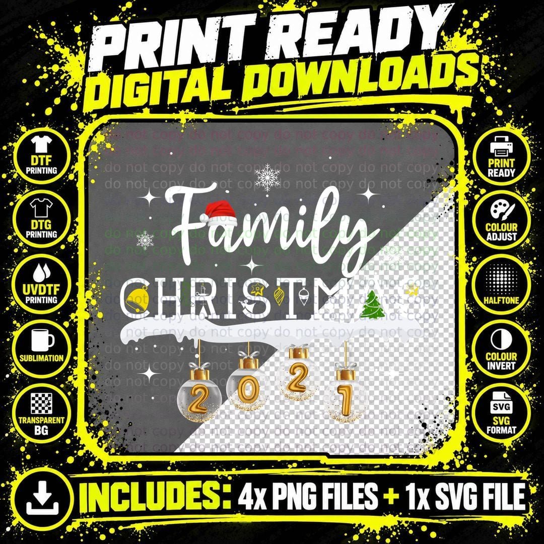 Cute Family Christmas 2021 T-Shirt Png SVG Digital Bundle