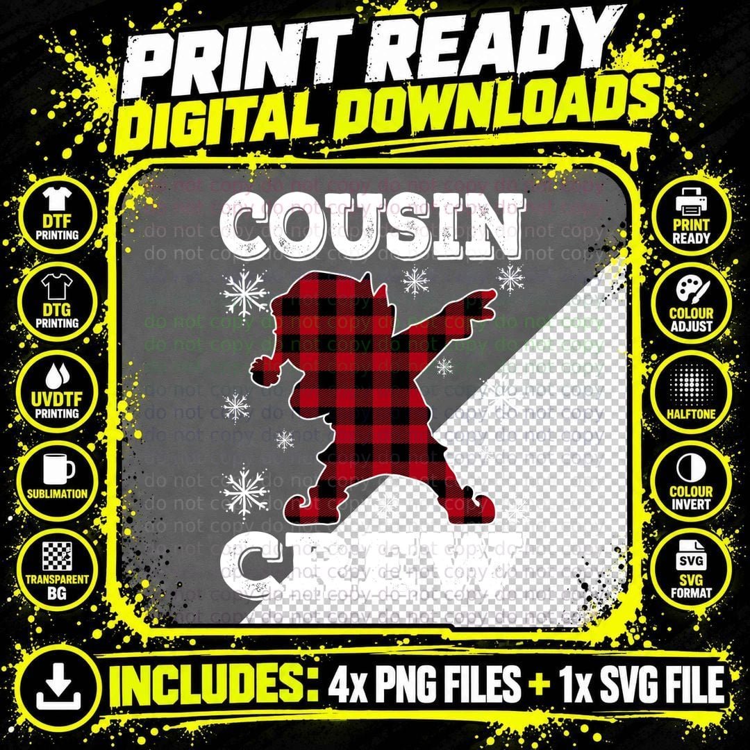 Dabbing Elf T-Shirt, Buffalo Plaid Style Png SVG Digital Bundle