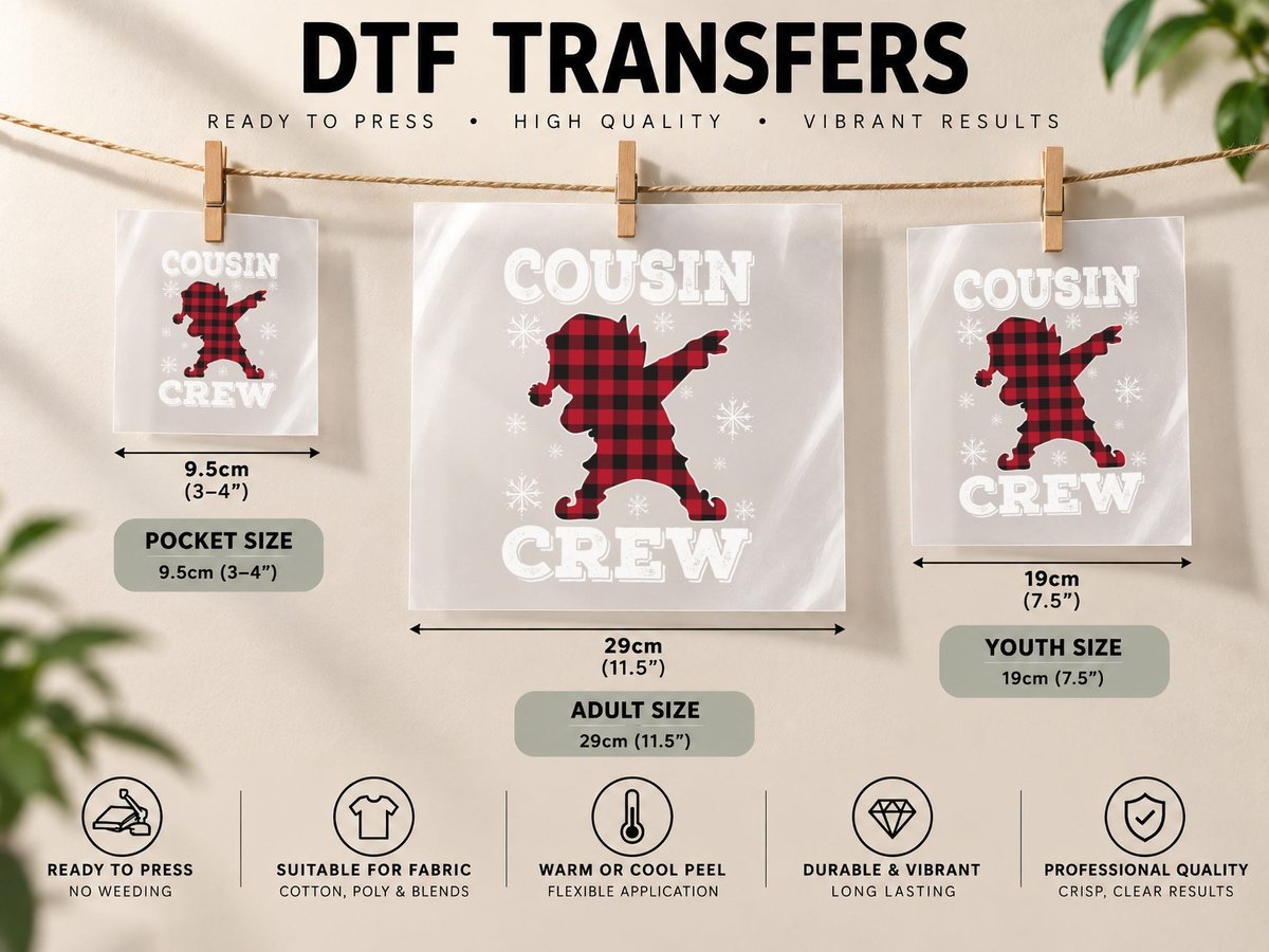 Dabbing Elf, Buffalo Plaid Style, Christmas DTF Transfer Iron On