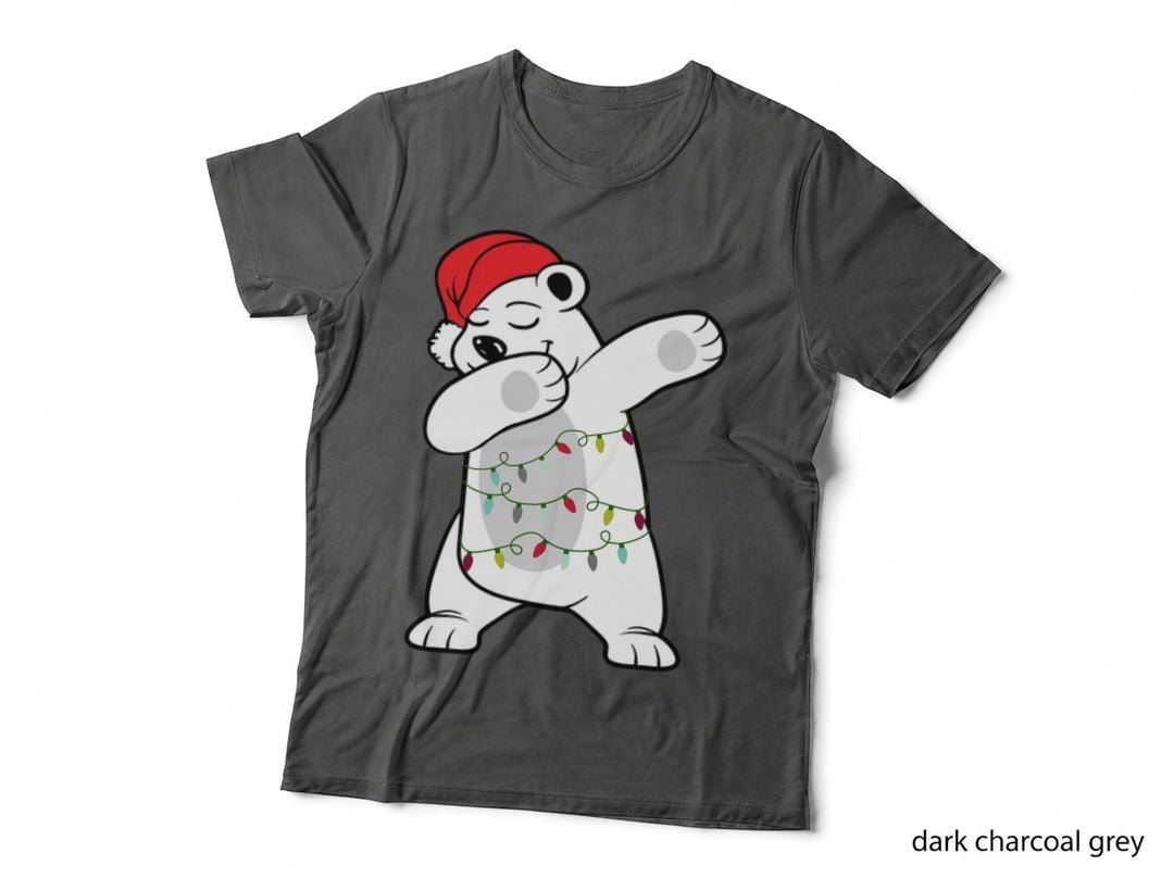 Dabbing Polar Bear Christmas Tree Lights T-Shirt, Festive Holiday Style