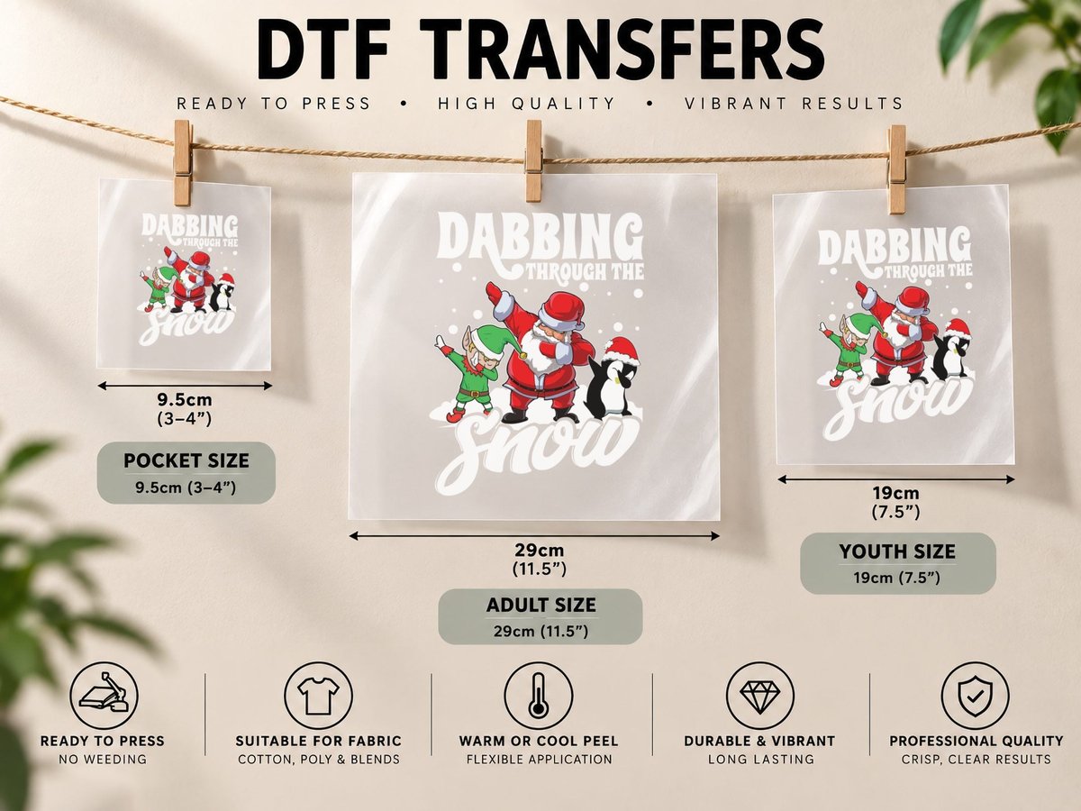Dabbing Santa, Christmas Party, Festive Fun DTF Transfer Iron On