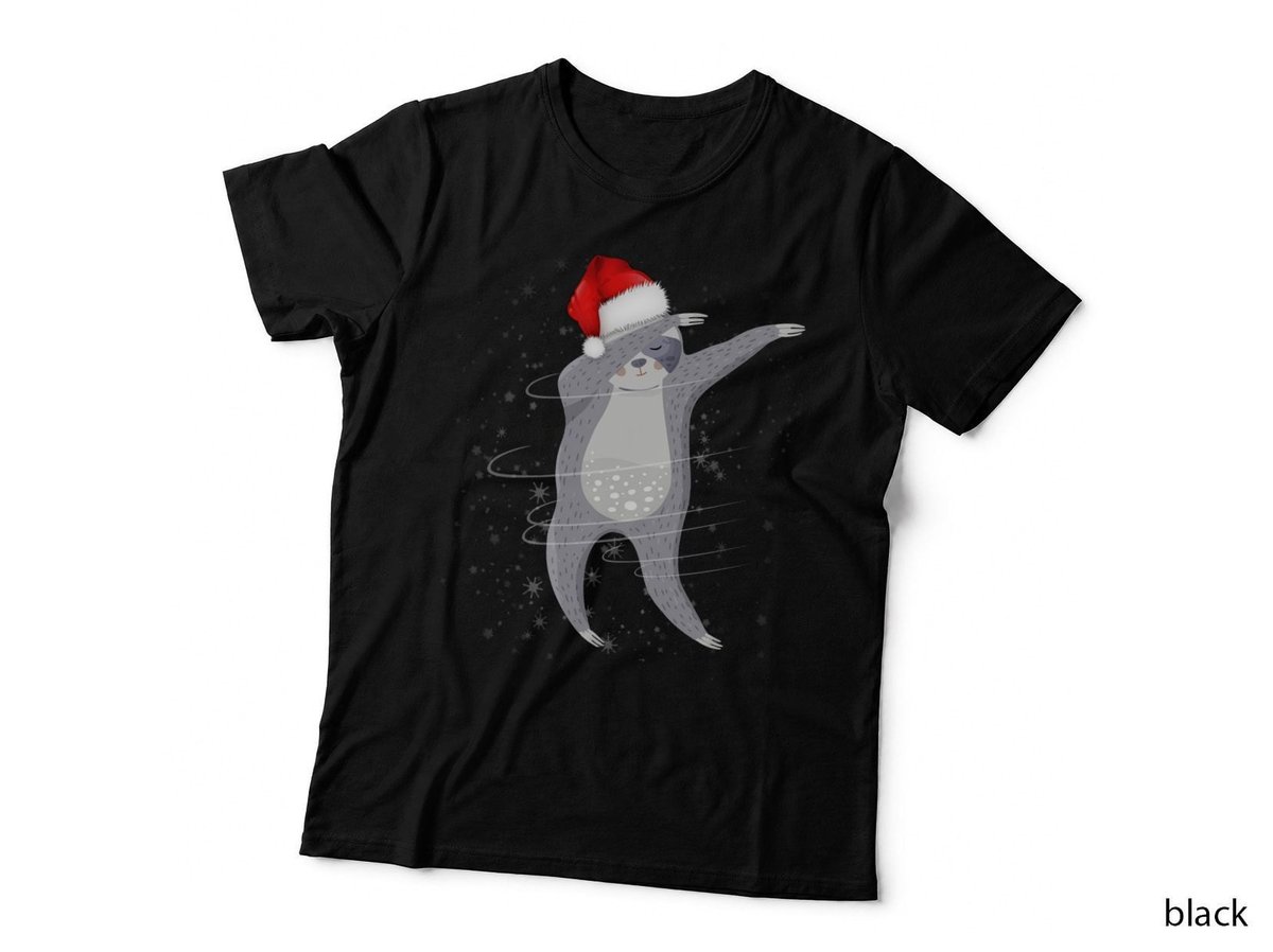 Dabbing Sloth Christmas Santa Hat T-Shirt, Festive Animal Design