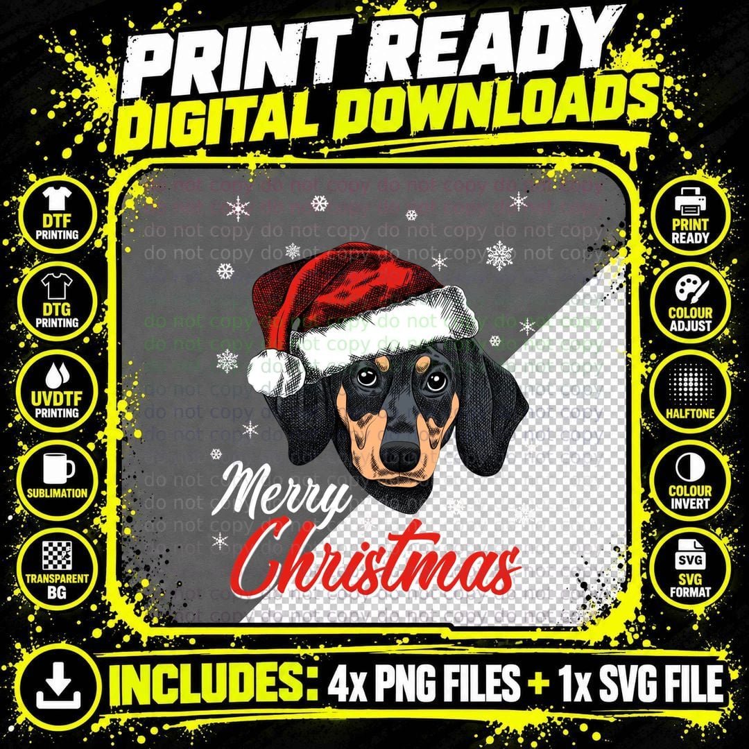 Dachshund Christmas T-Shirt, Festive Dog Design Png SVG Digital Bundle