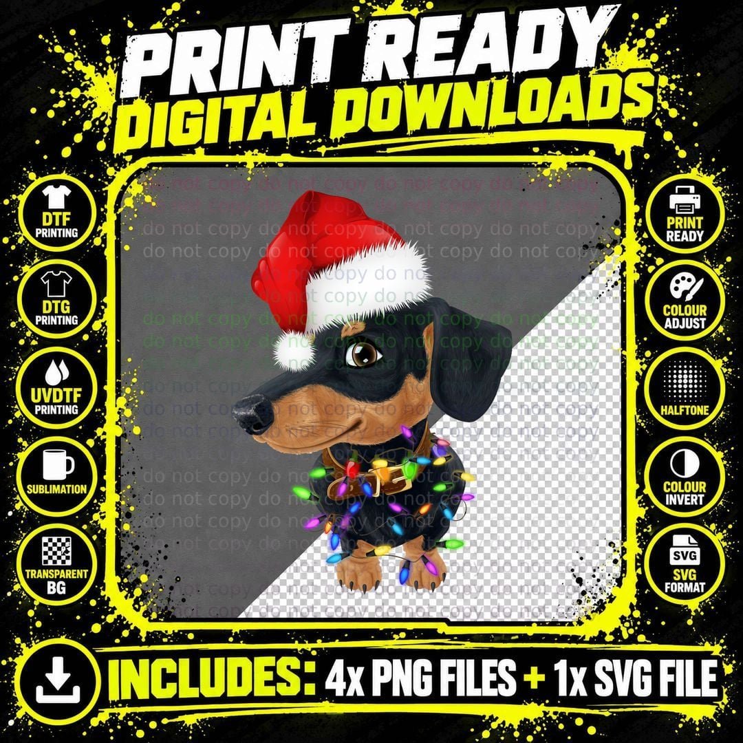 Dachshund Christmas T-Shirt, Festive Pet Design Png SVG Digital Bundle