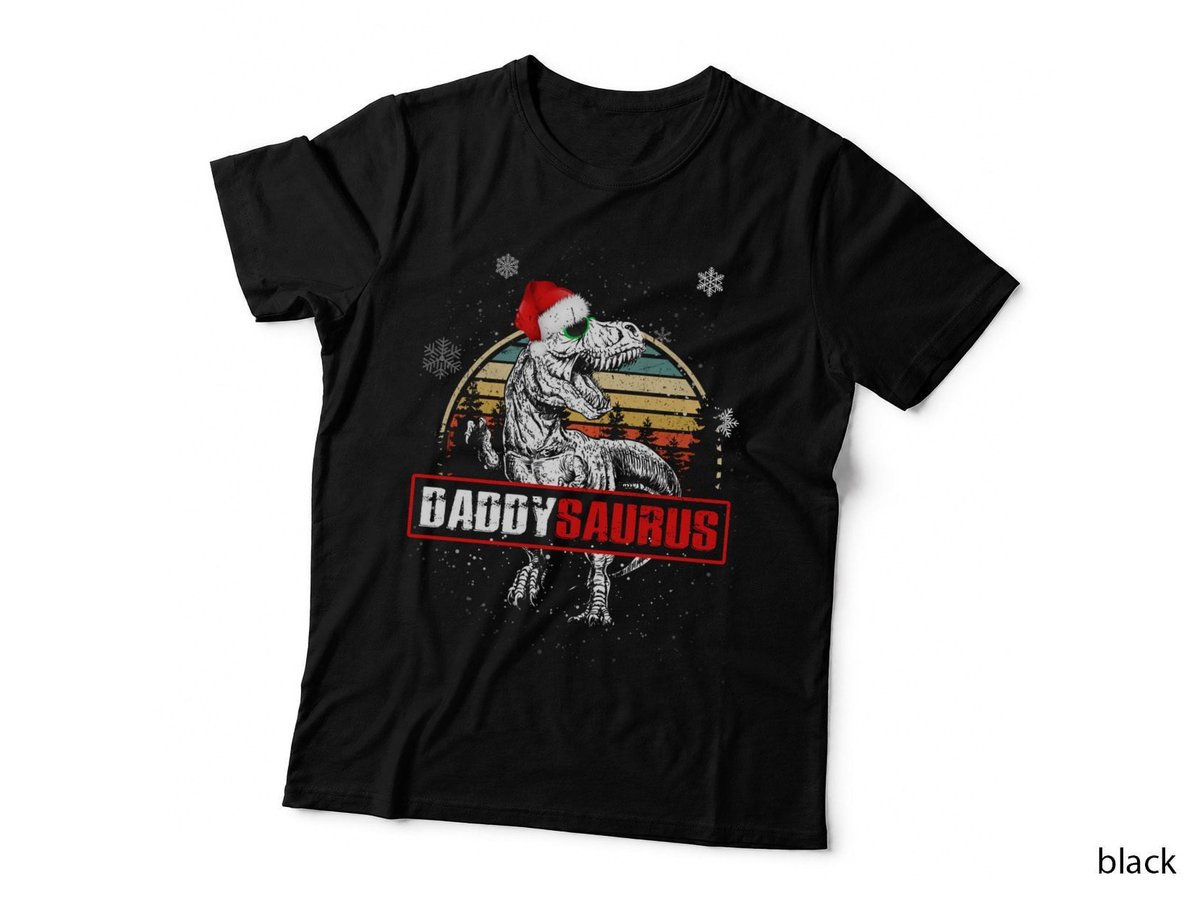 Daddy Saurus Vintage Christmas T-Shirt, Funny Dinosaur Design