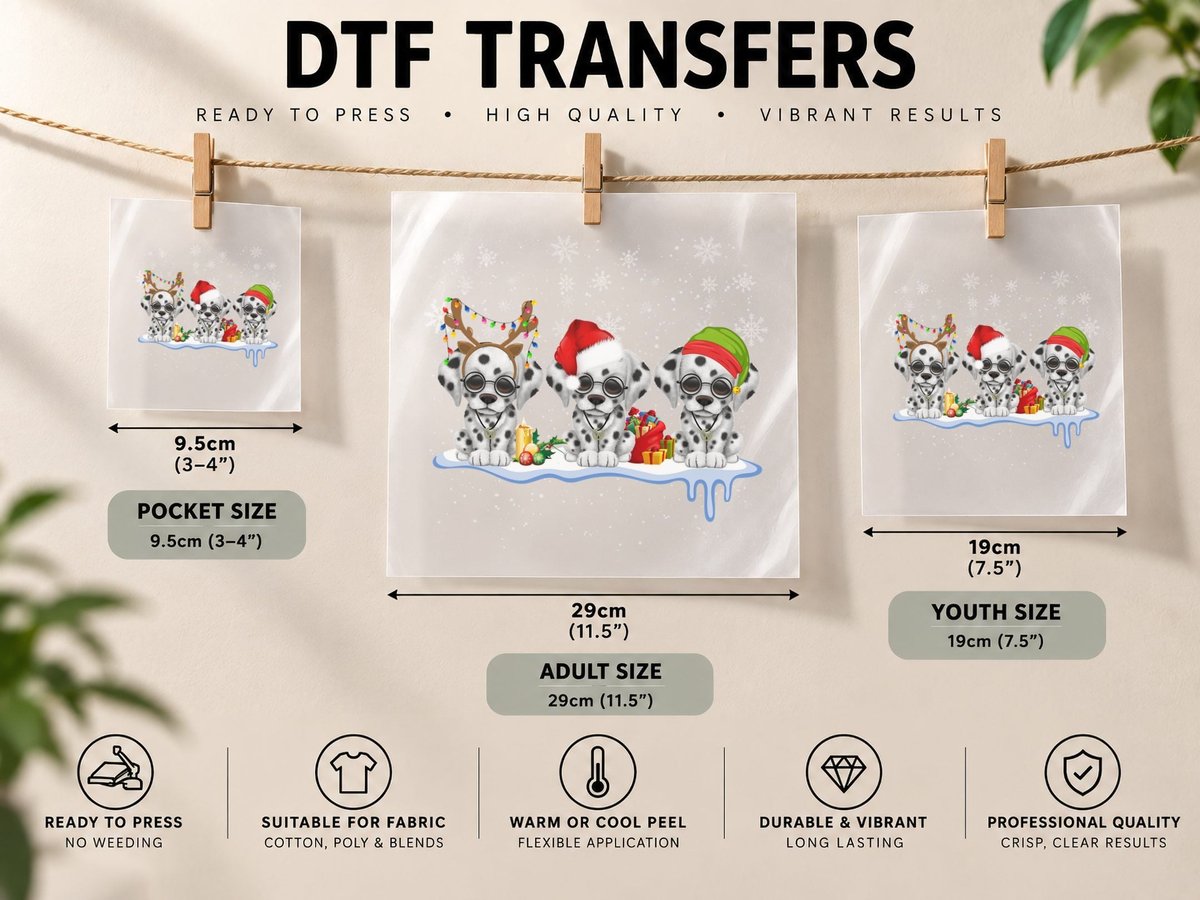 Dalmatian Christmas, Festive Holiday Style, Pet Lover DTF Transfer Iron On