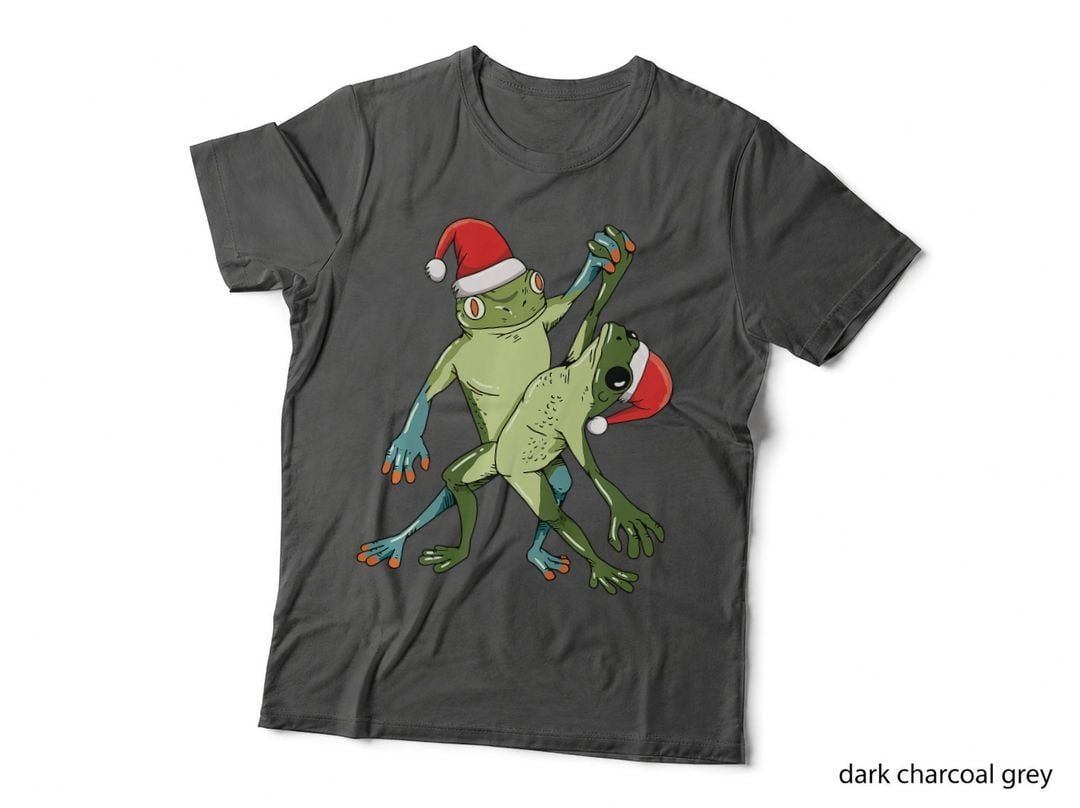 Dancing Frogs Christmas Pajama Cute Animal Santa Hat T-Shirt