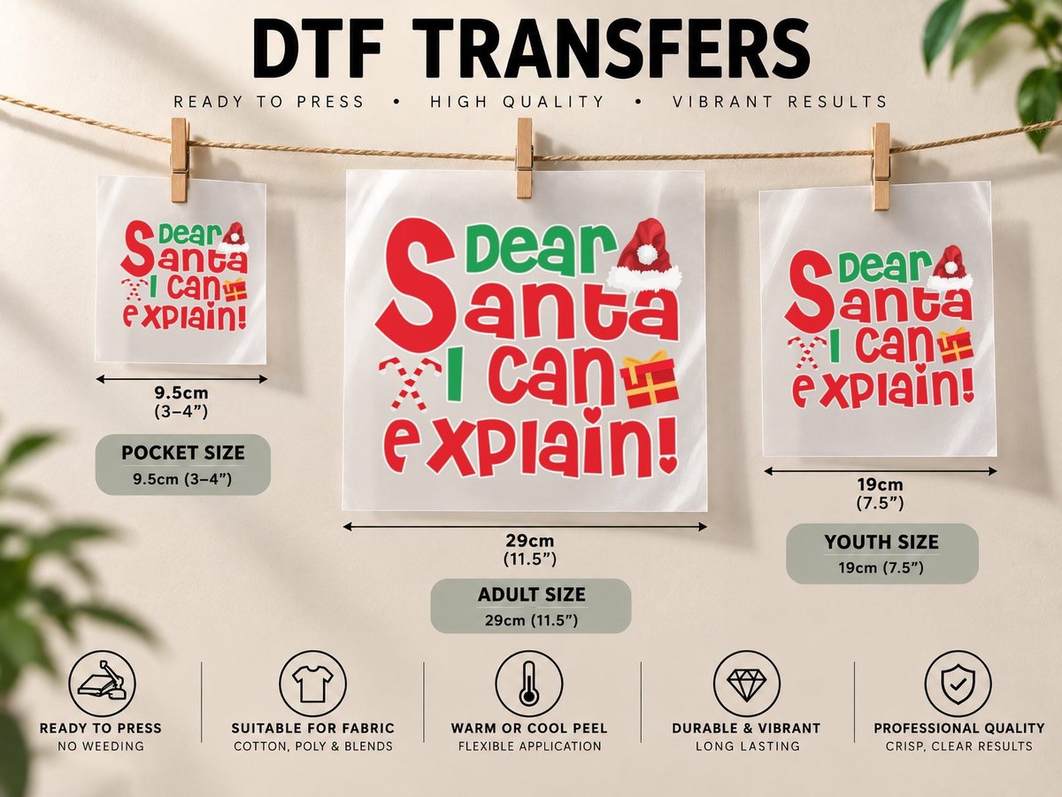 Dear Santa I Can Explain, Funny Naughty List DTF Transfer Iron On