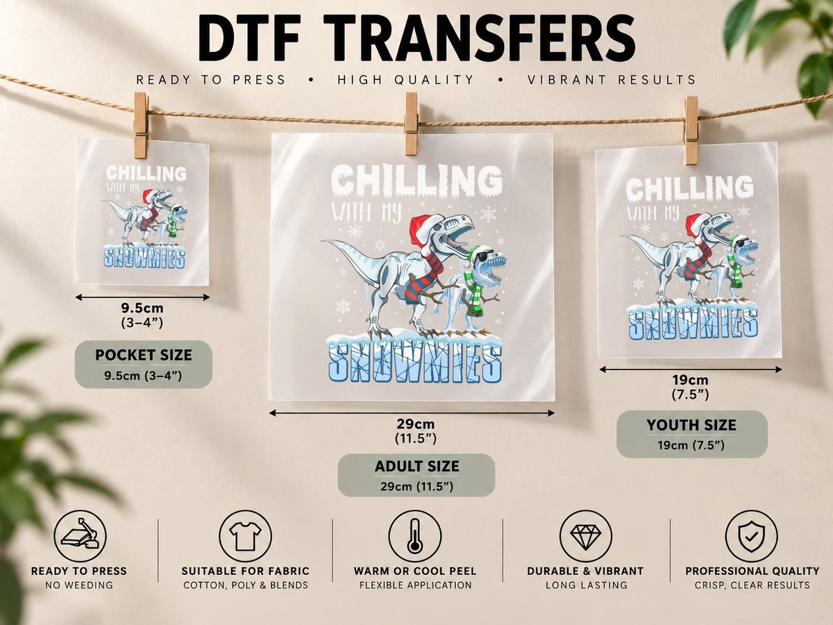 Dinosaur Christmas, Festive Holiday Design, Pet Lover DTF Transfer Iron On