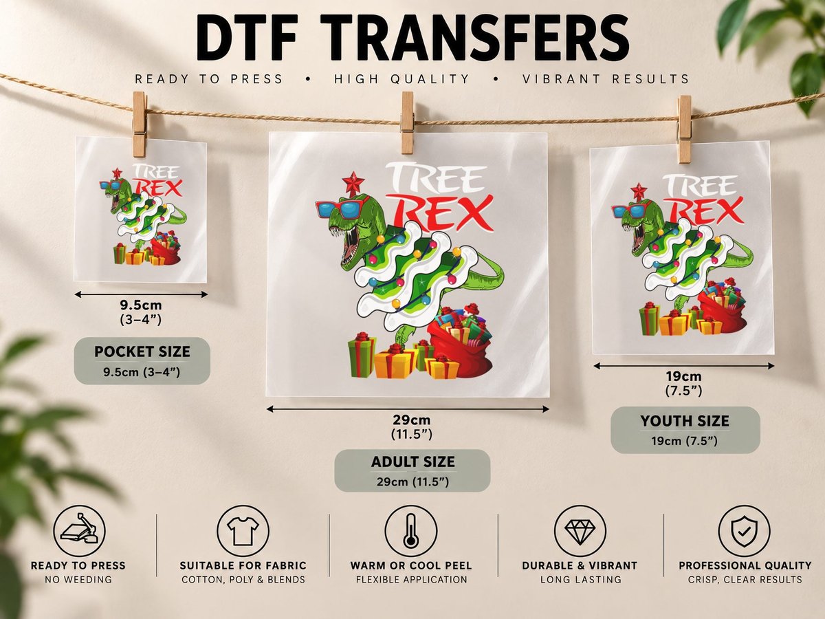 Dinosaur Christmas Tree, Festive Holiday Style, Pet Lover DTF Transfer Iron On
