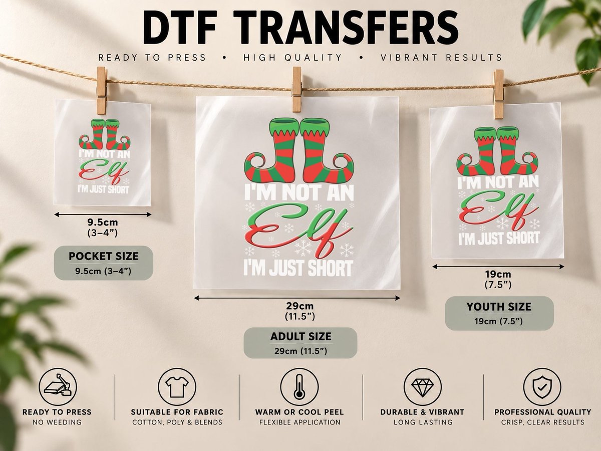 Elf Christmas, Festive Holiday Print, Holiday Gift Idea DTF Transfer Iron On