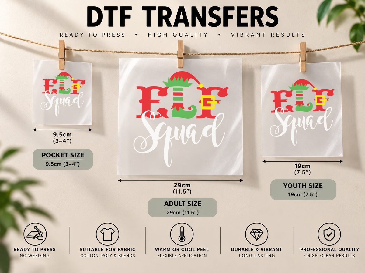 Elf Christmas, Festive Holiday Theme, Xmas Gift Idea DTF Transfer Iron On