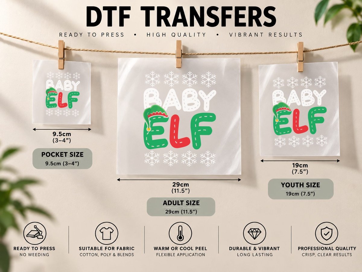 Elf Christmas, Holiday Festive Design, Christmas Gift Idea DTF Transfer Iron On