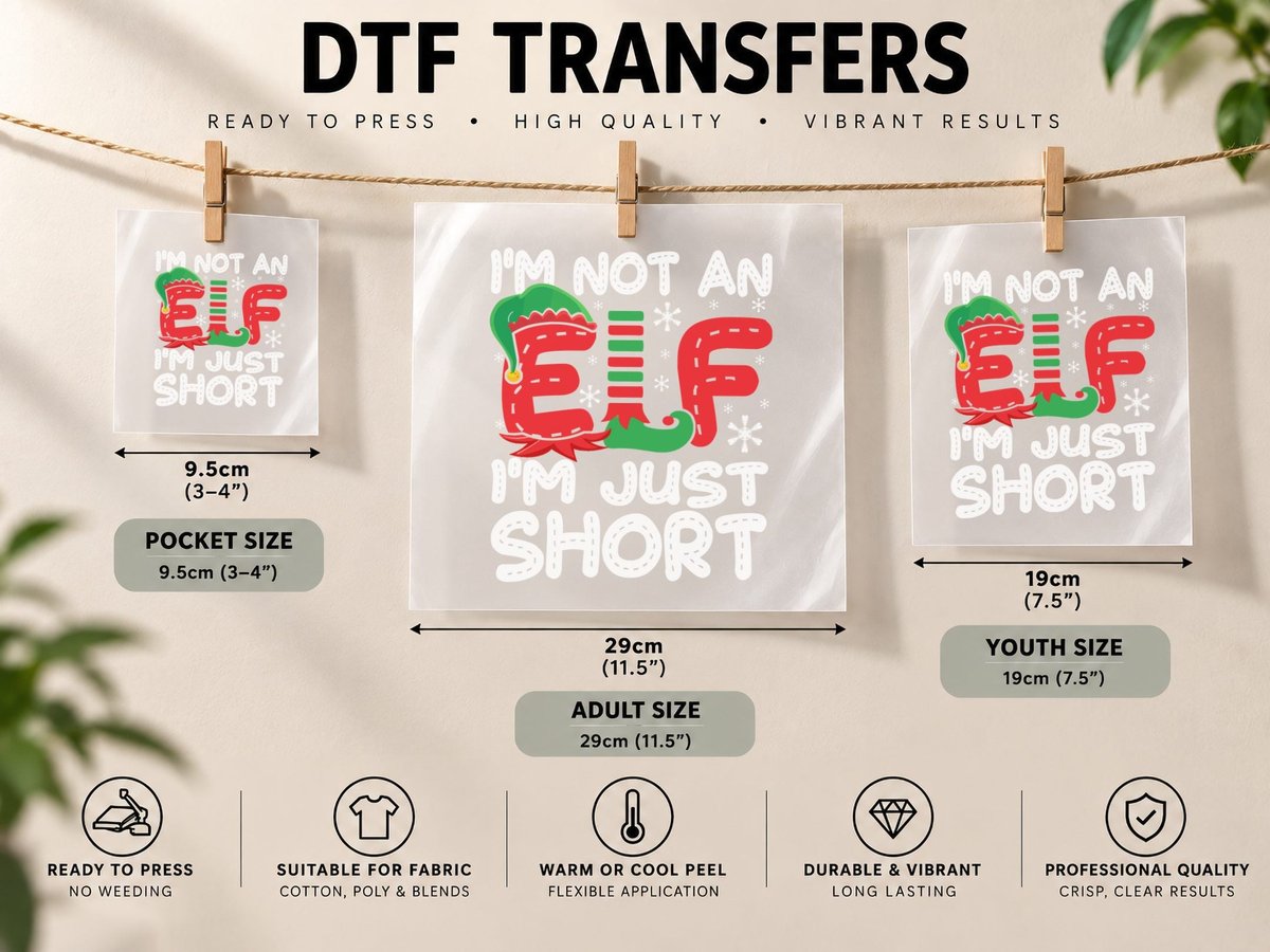 Elf Christmas, Holiday Festive Design, Xmas Gift Idea DTF Transfer Iron On