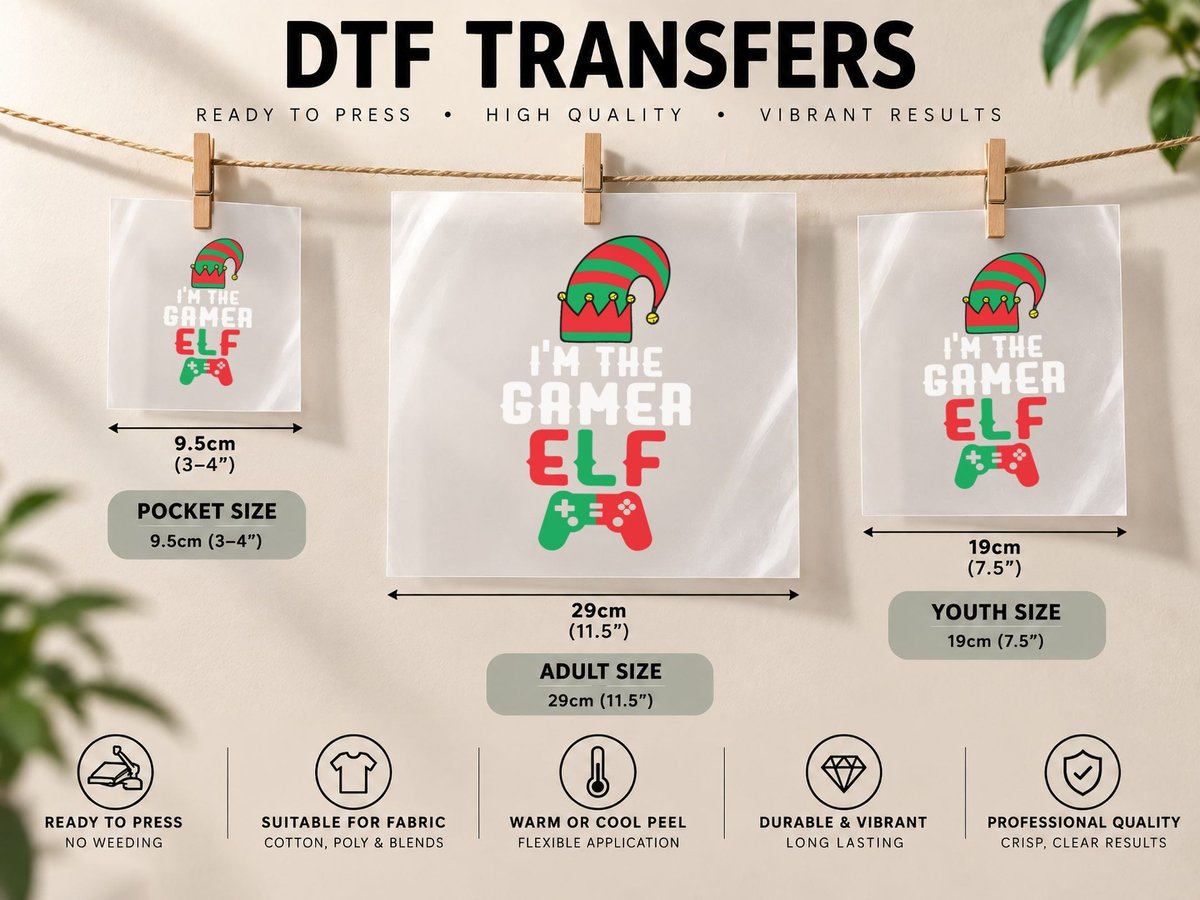 Elf Gaming Hat, Christmas Gamer Style, Holiday Tech Print DTF Transfer Iron On
