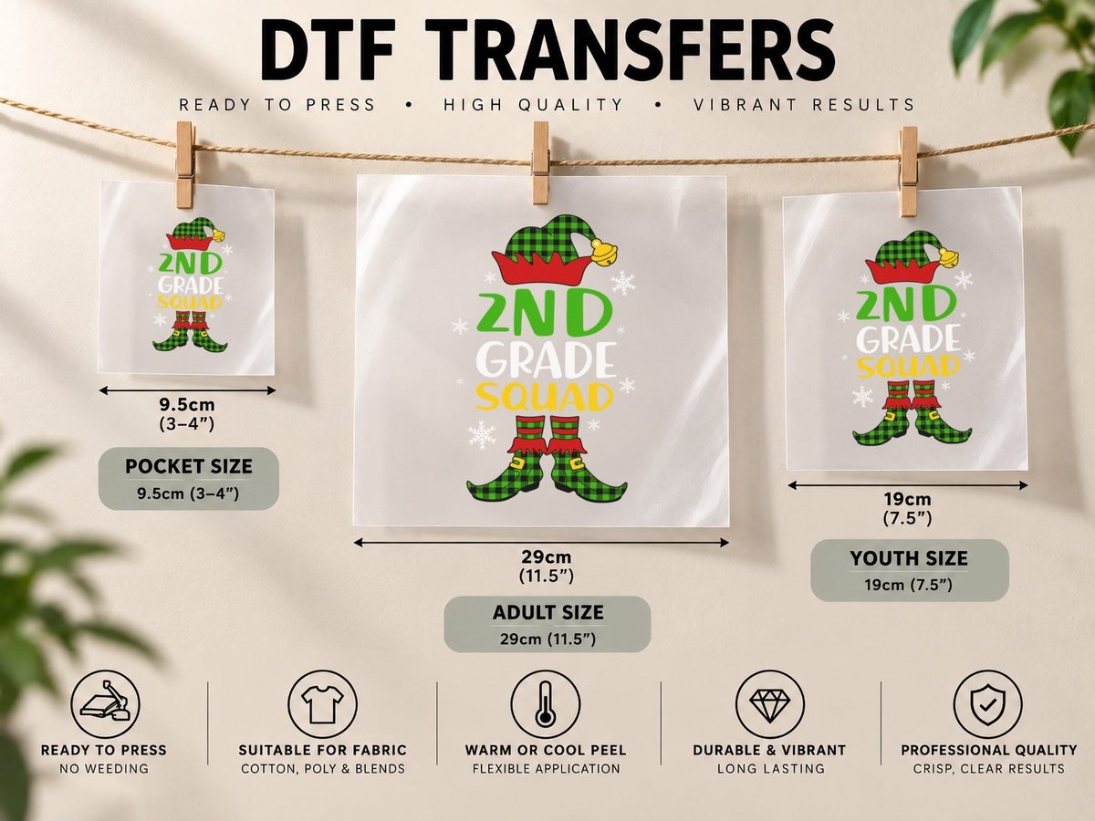 Elf Squad Christmas, Festive Holiday Theme DTF Transfer Iron On