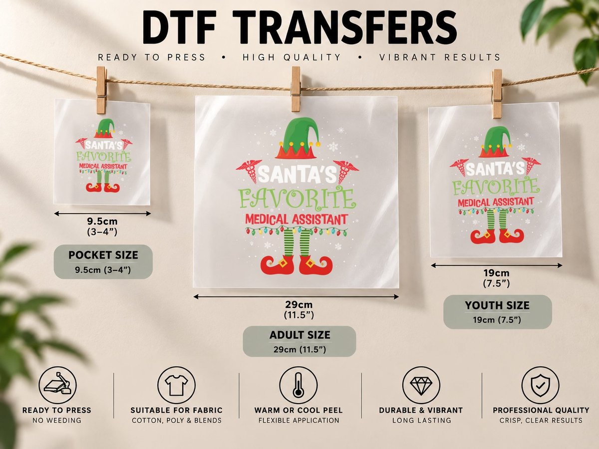 Favorite Medical Assistant Christmas, Holiday Theme DTF Transfer Iron On