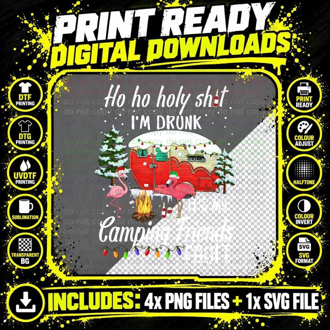 Flamingo Christmas Campfire T-Shirt Png SVG Digital Bundle