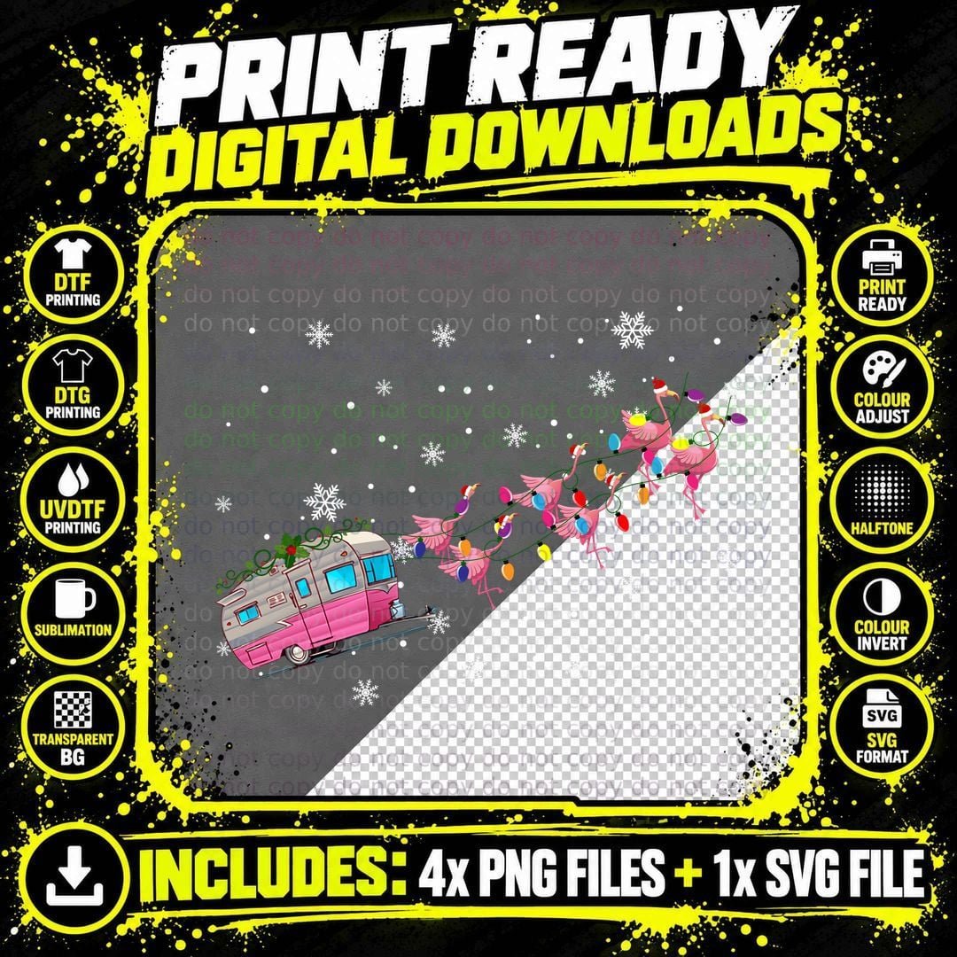 Flamingo Christmas Lights T-Shirt, Festive Holiday Print Png SVG Digital Bundle