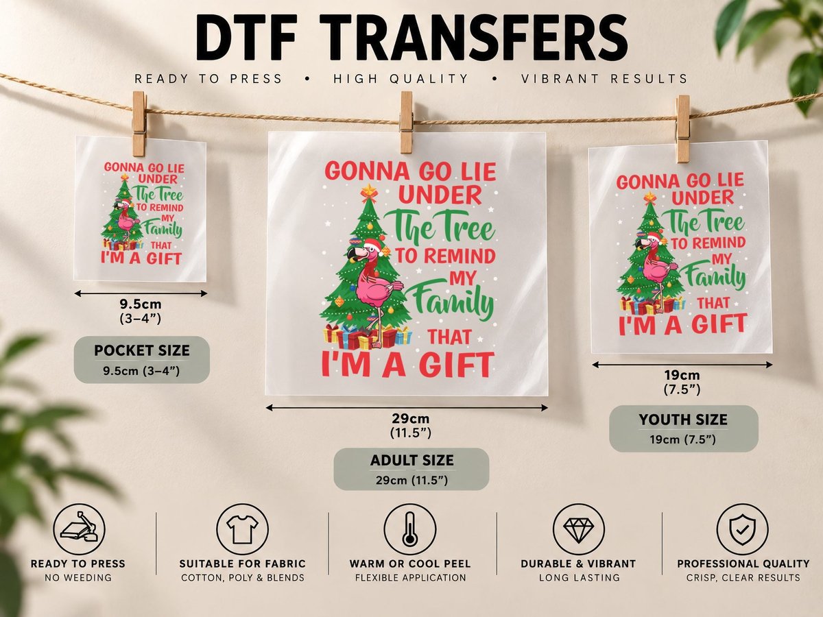 Flamingo Christmas Tree, Holiday Sarcasm, Festive Gift Idea DTF Transfer Iron On