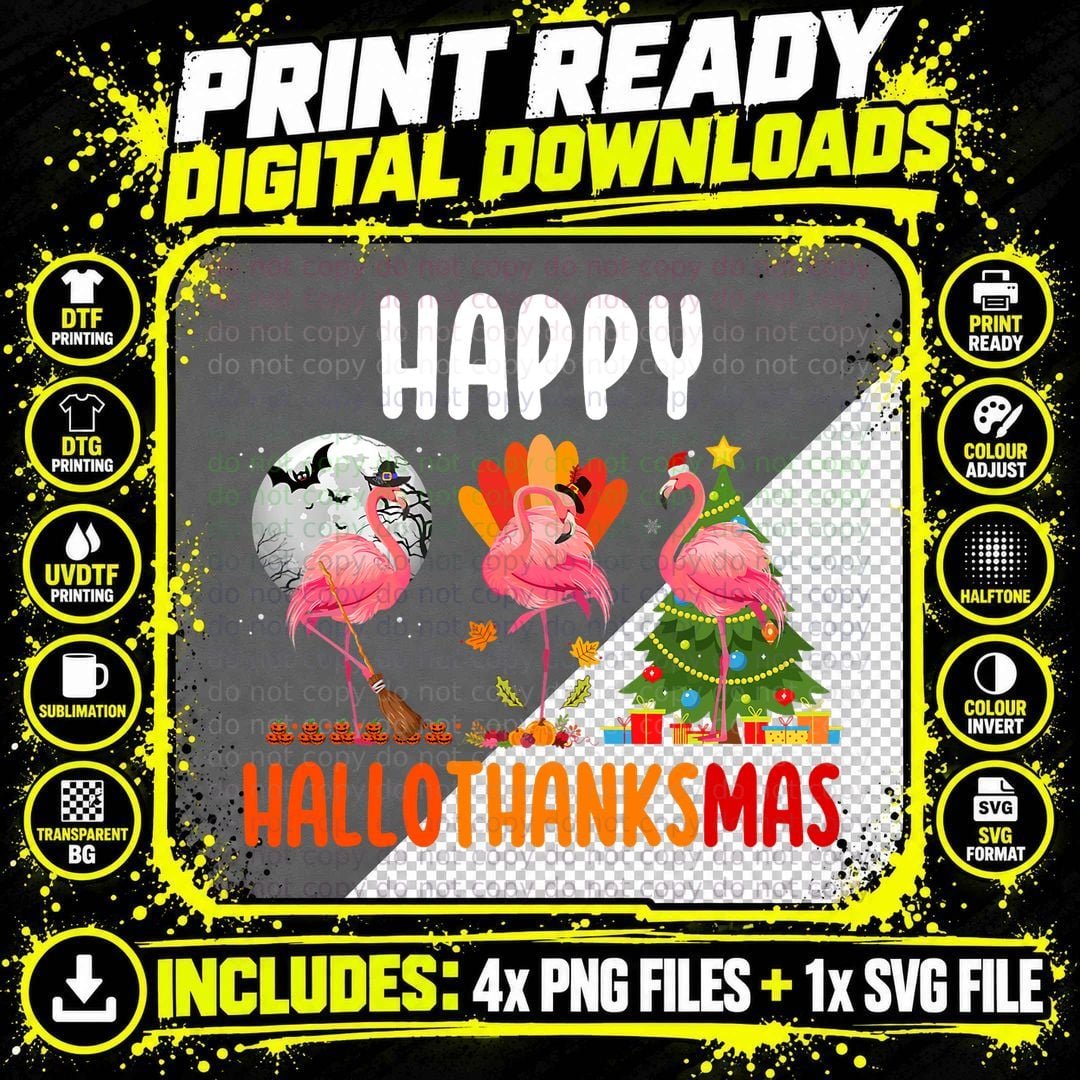 Flamingo Lover Halloween Christmas T-Shirt Png SVG Digital Bundle
