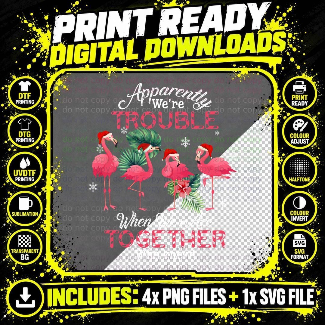 Flamingo T-Shirt, Christmas Holiday, Festive Fun Png SVG Digital Bundle